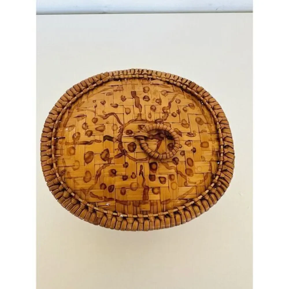 Rattan Turtle Armadillo Basket with Lid ‎ Decorative Box